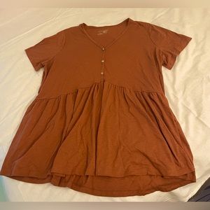 Burnt Orange Peplum Shirt